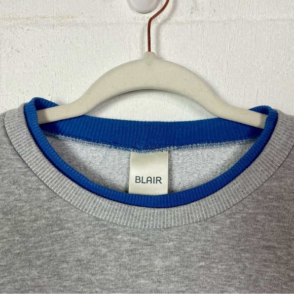 Blair Embroidered Sweatshirt Blue & Gray Winter Snowflake Cozy Grannycore Size L - Picture 2 of 13